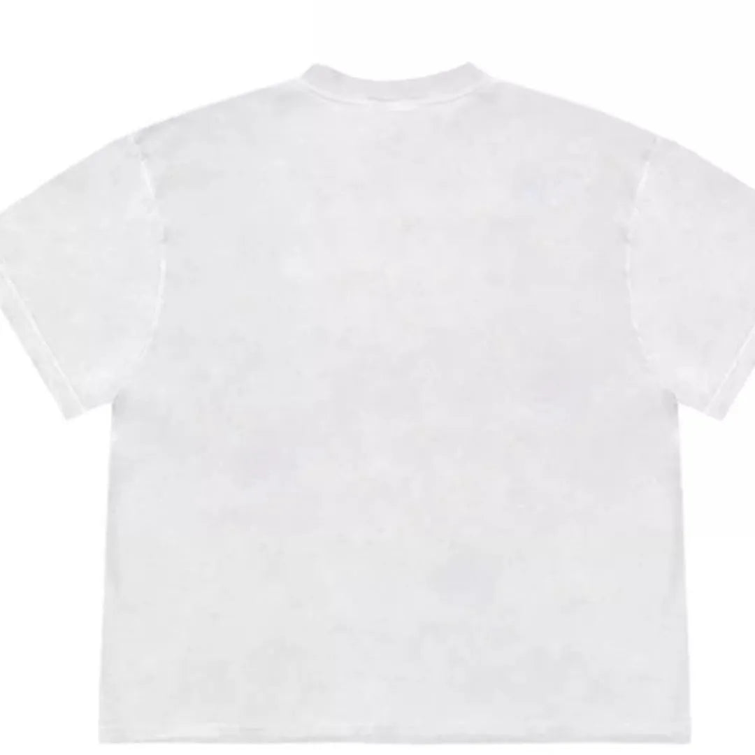 Blueberry and floral patchwork design on a loose-fit ice oxygen cotton short sleeve T-shirt