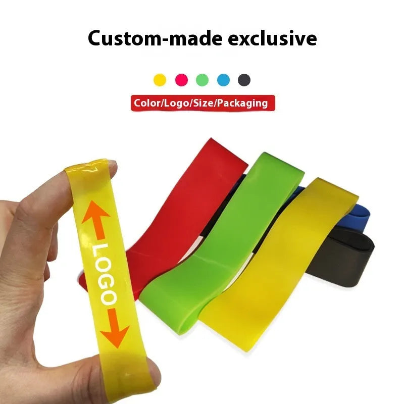Set of five latex hand stretchers, each 16 x 2cm, for adult finger and grip training