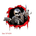 Colourful broken shell design metal skull bumper sticker measuring 15cm by 14cm on PET material
