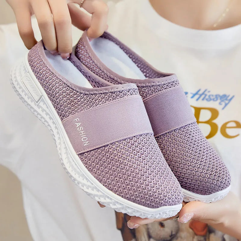 Women's casual mesh shoes with hollow out details and flat heel in various colours