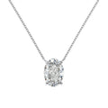 925 sterling silver necklace with geometric oval ice flower pendant in platinum or gold electroplated finish
