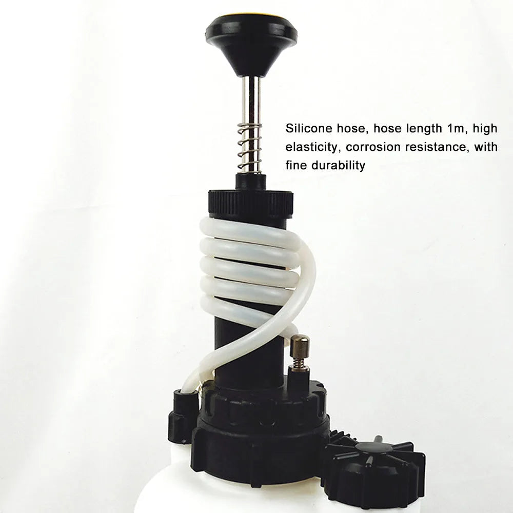 White 3L brake oil tank replacement tool with copper tubing for automotive brake fluid changes