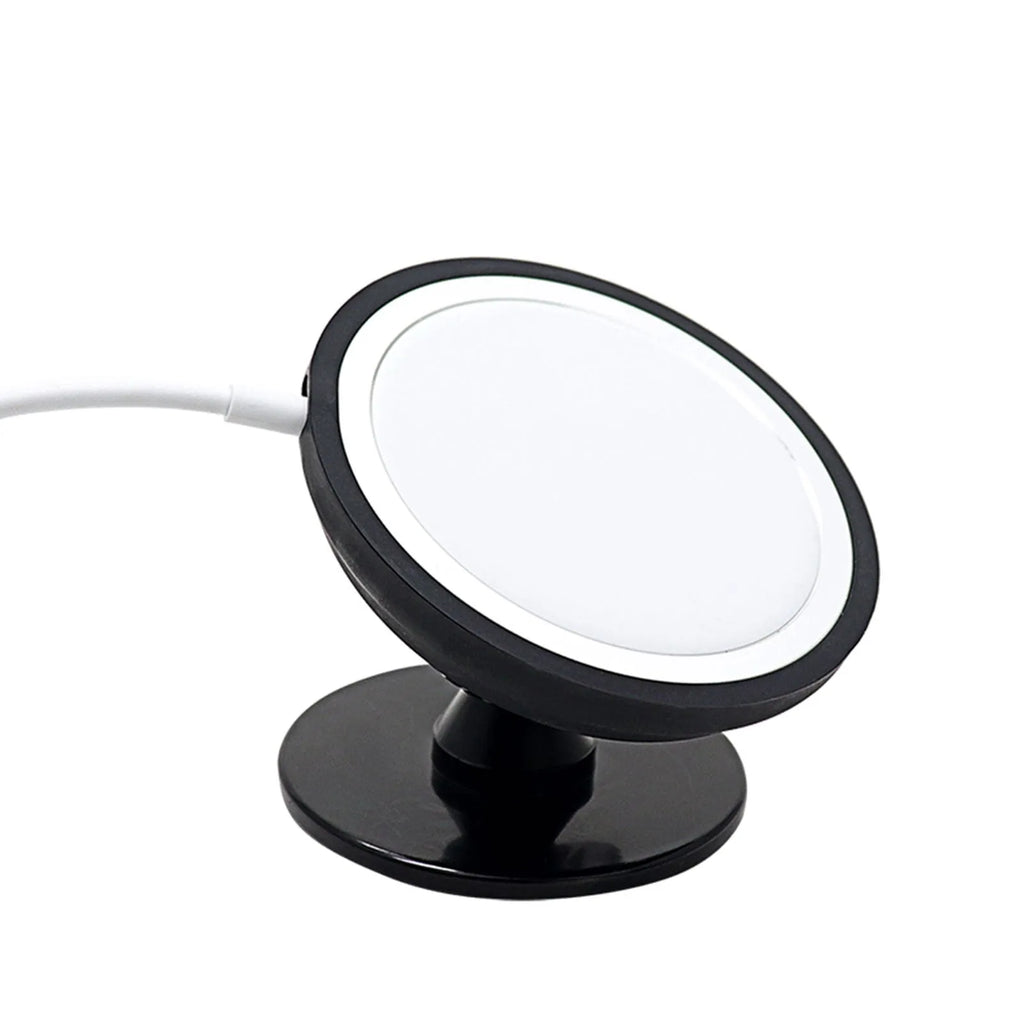 Black plastic magnetic car phone holder shown as an air vent mount and a dashboard base mount.