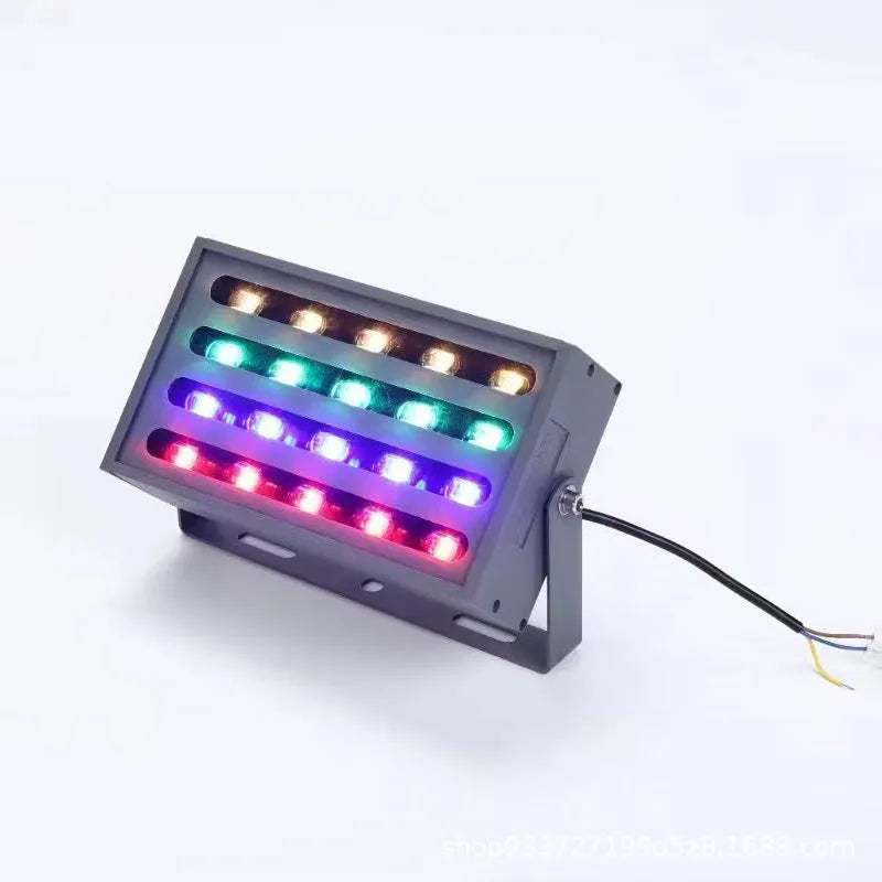 Aluminium alloy outdoor LED rainbow tree lamp with colour projection for garden and landscape use.