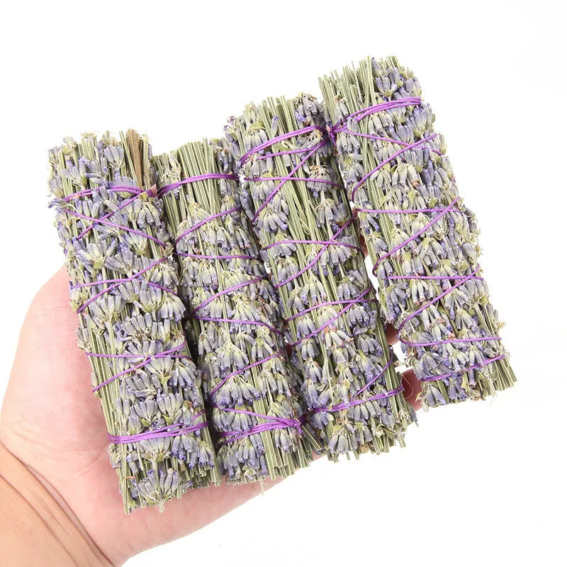 Natural dried flower aromatherapy stick with lavender scent measuring 4 inches