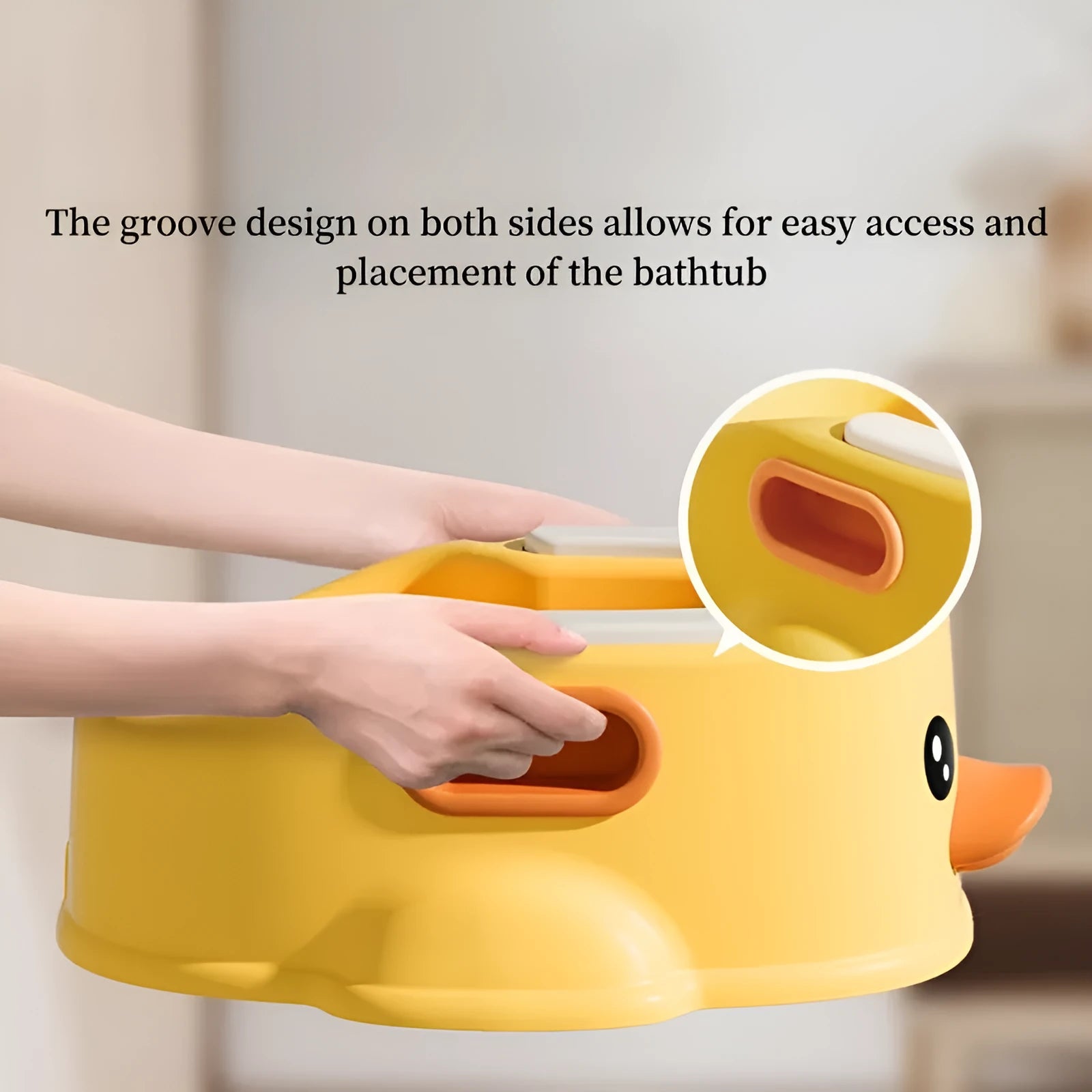 Blue PVC duck-shaped pet bathtub for washing dogs and cats on a plain background
