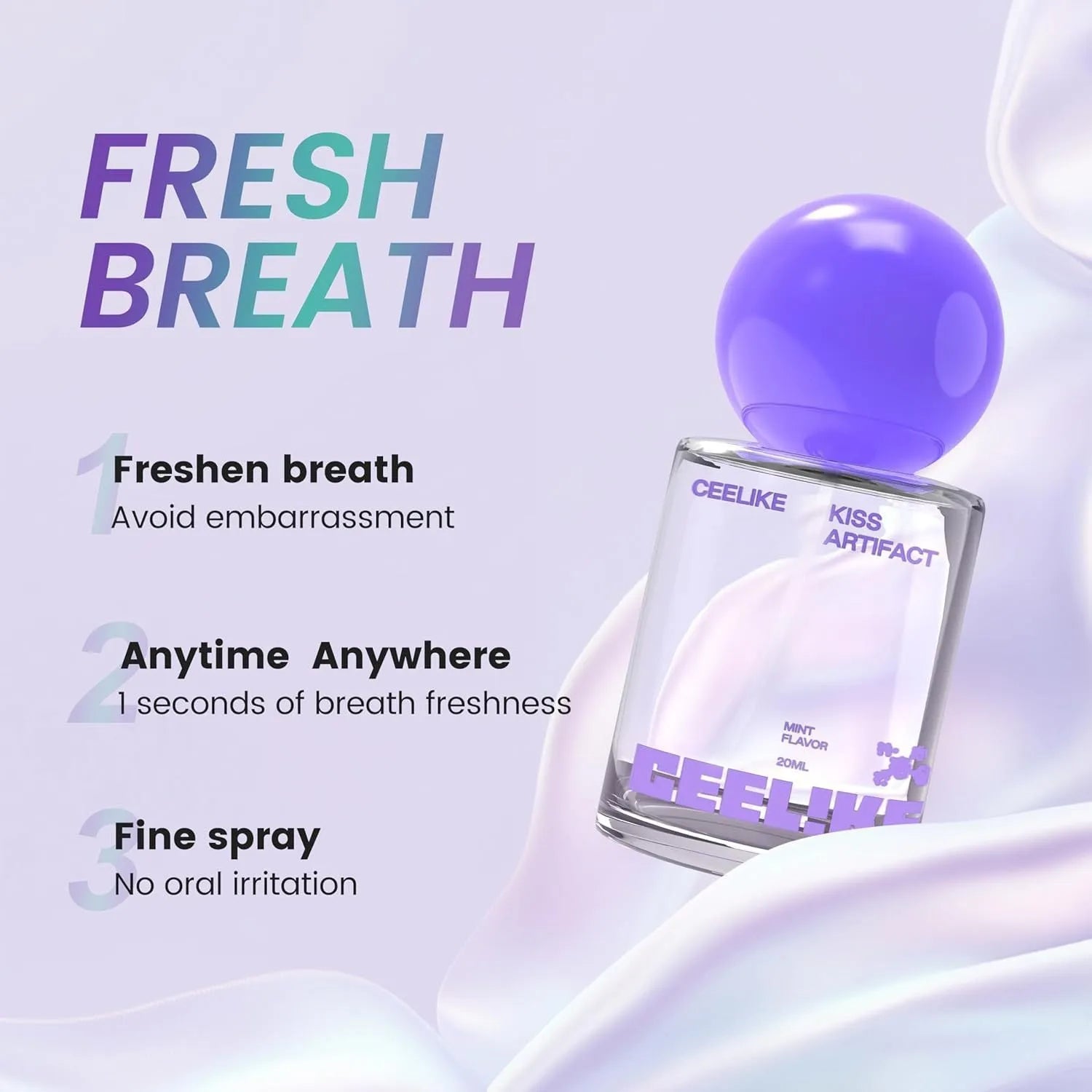 20ml portable oral spray bottle with probiotic formulation for hydrating mouth care