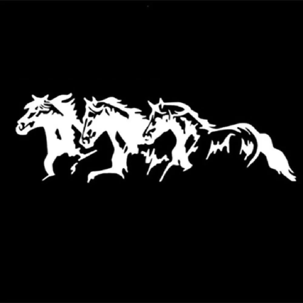 New Three Horses car decal sticker showing horse racing steed design in four colour options