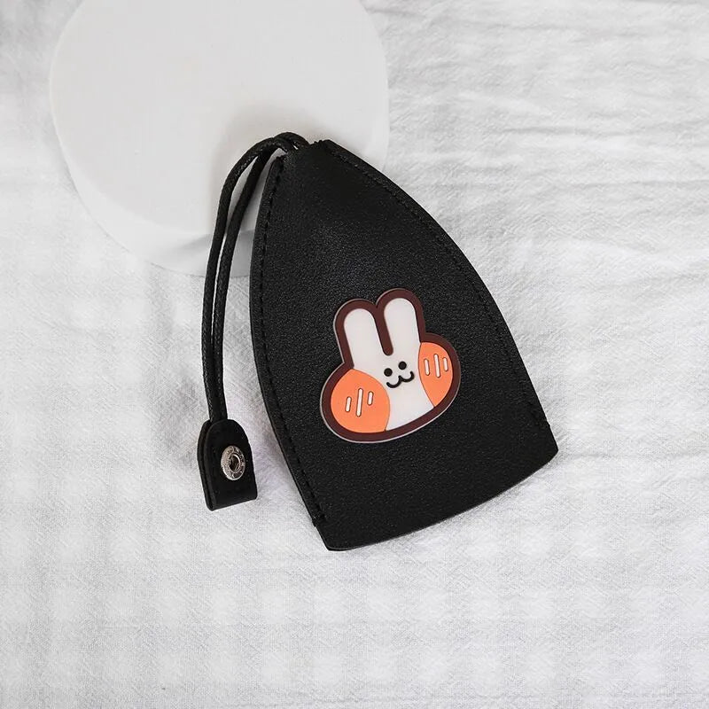 Cartoon PU leather pull-out car key case measuring 14 x 7.5cm with colourful designs