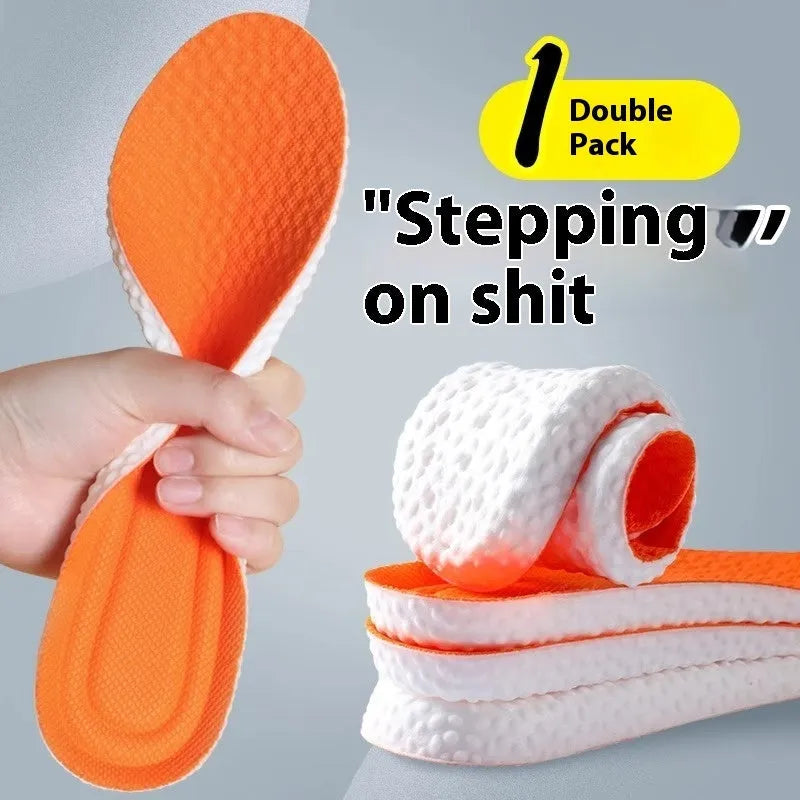 Breathable PU sports insoles in grey, black, or orange colours with cut-to-fit design for sizes 35-46