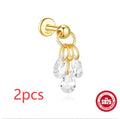 S925 sterling silver geometric star earrings with moon diamond embed in gold colour