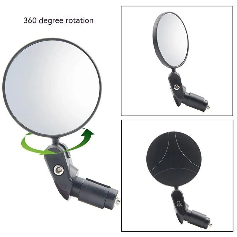 Black foldable convex rearview mirror with 7cm diameter reflector shown on a white background.