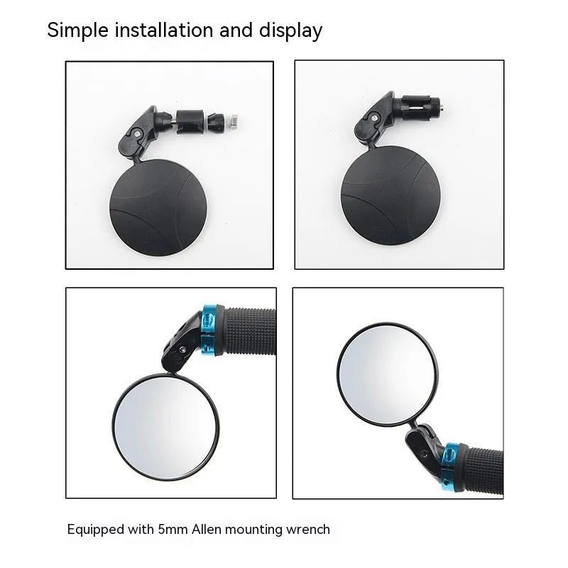 Black foldable convex rearview mirror with 7cm diameter reflector shown on a white background.