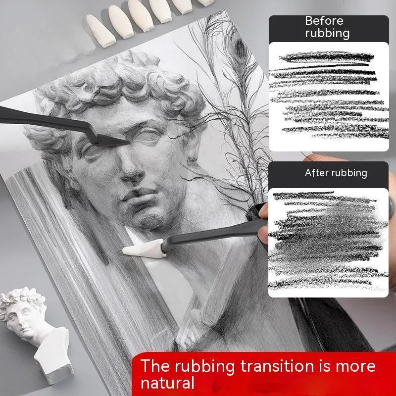 White plastic fluorescent pen eraser smear tip sketching rubbing knife for art correction.