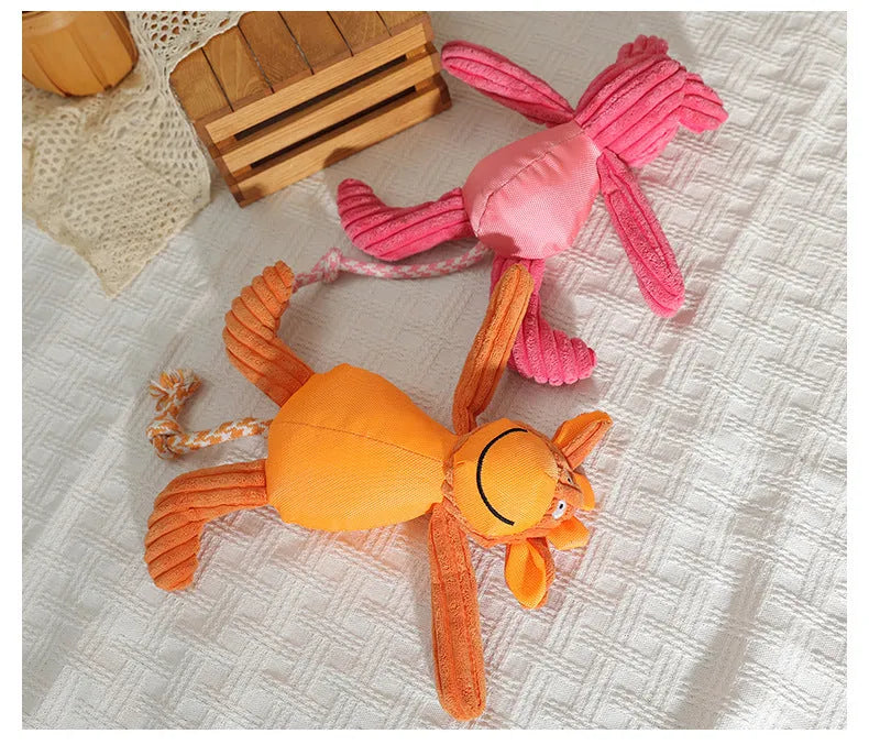 Plush dog toy in cow or pig cartoon design, 40x32cm, 135g, orange or pink, bite-resistant sounding toy