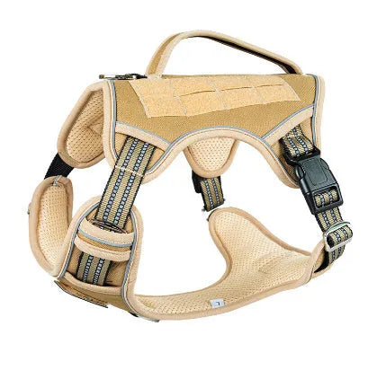Oxford cloth tactical dog chest harness in camouflage colour for search and rescue working dogs.