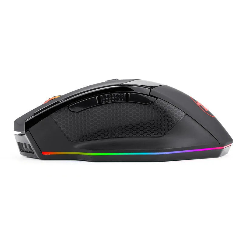 Black Redragon M801P dual mode gaming mouse with nine programmable buttons and ergonomic design