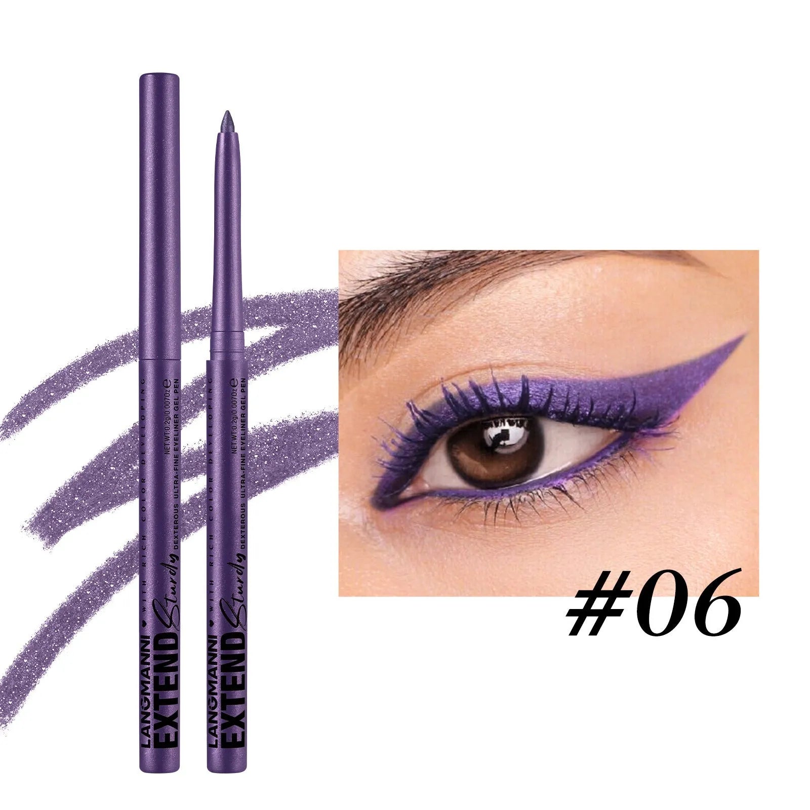 12 colourful gel glitter eyeliner pencils in vibrant shades with matte, glitter, metallic, and pearl effects