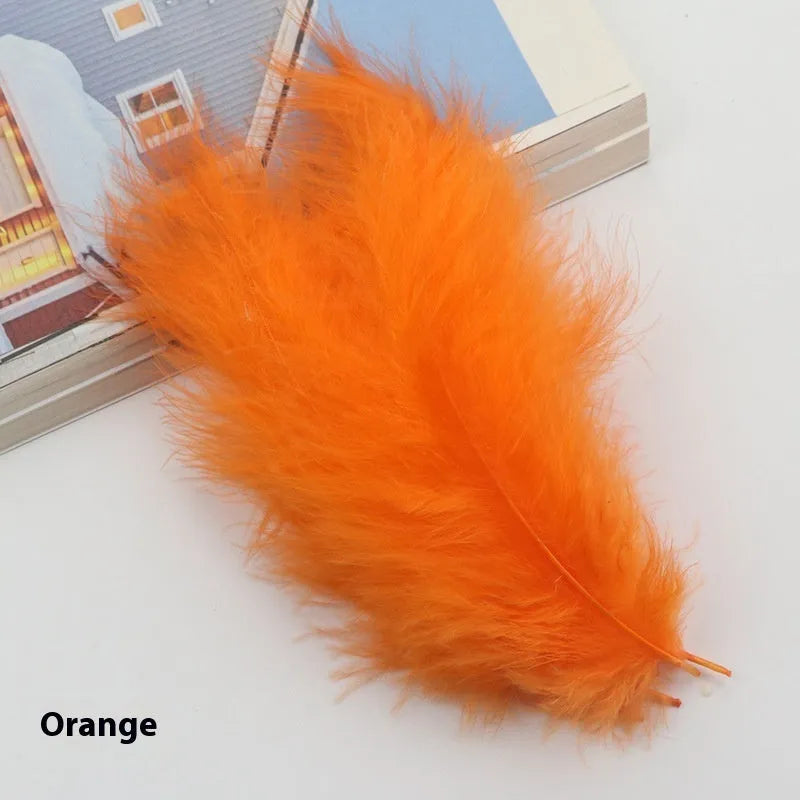 100 turkey feathers in 10-15cm pointed tail shape, shown in mixed colours for crafts and decorations