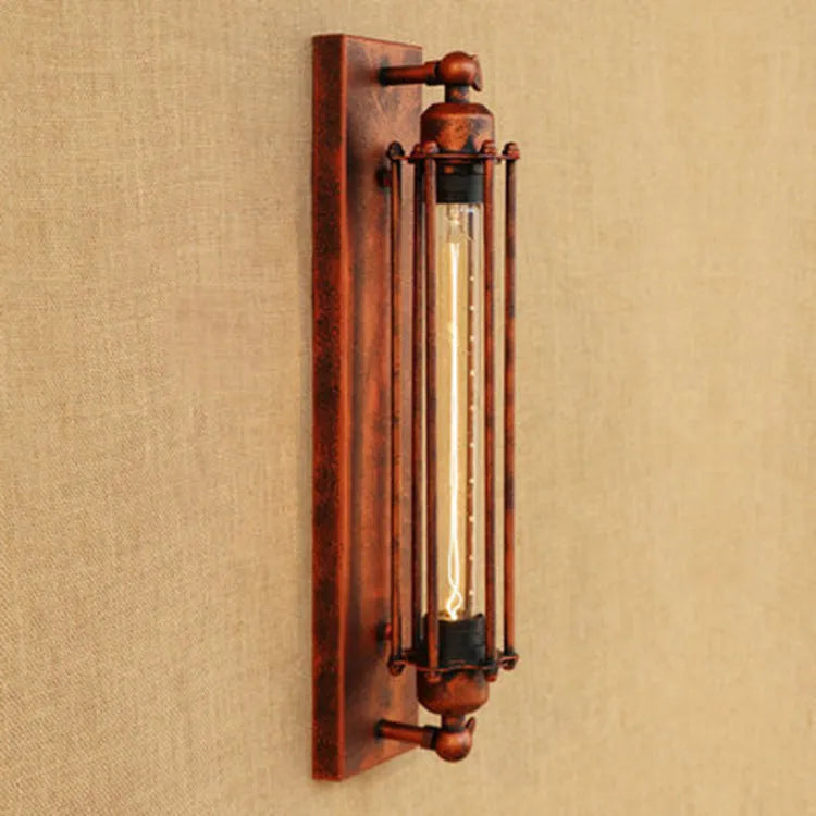 Industrial retro wall lamp in iron with a flute design, shown in one of four colour finishes.