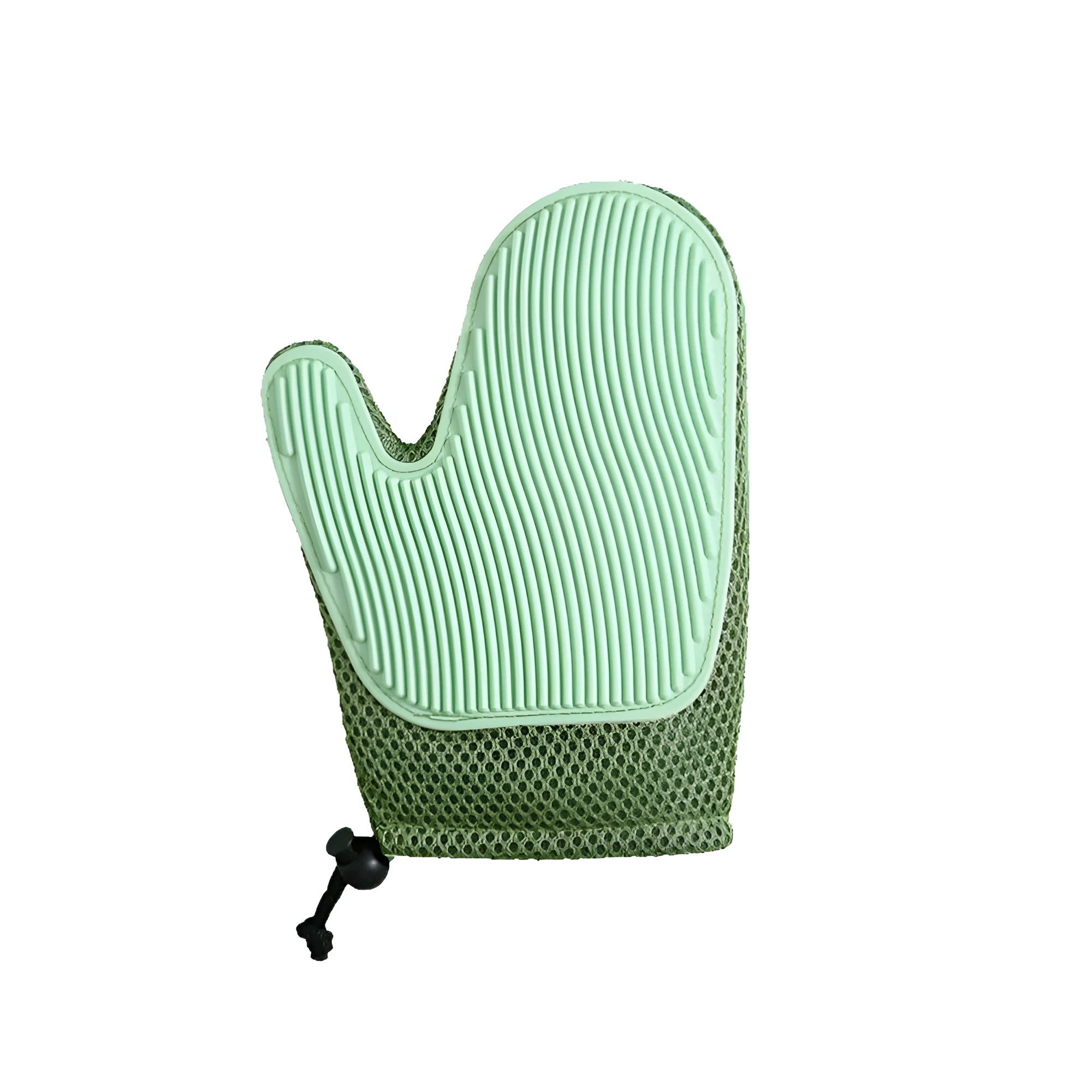 Pet grooming glove in dark blue, light green or yellow for removing cat and dog hair during bathing