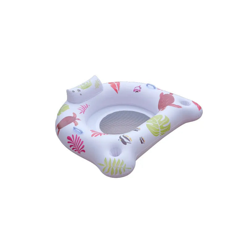 White luminous U-shaped inflatable seat float on water