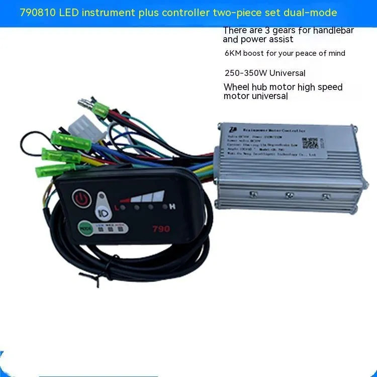 6-tube electric bicycle scooter controller showing 24V 36V 48V 250-350W specifications and connection terminals