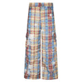 Men's blue retro plaid overalls with straight leg design and mid waist