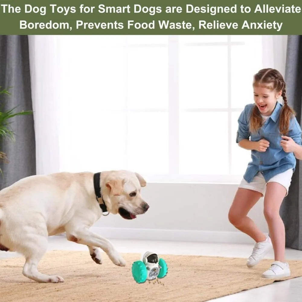 Self-balancing dog food dispenser puzzle toy in five colours for small pets