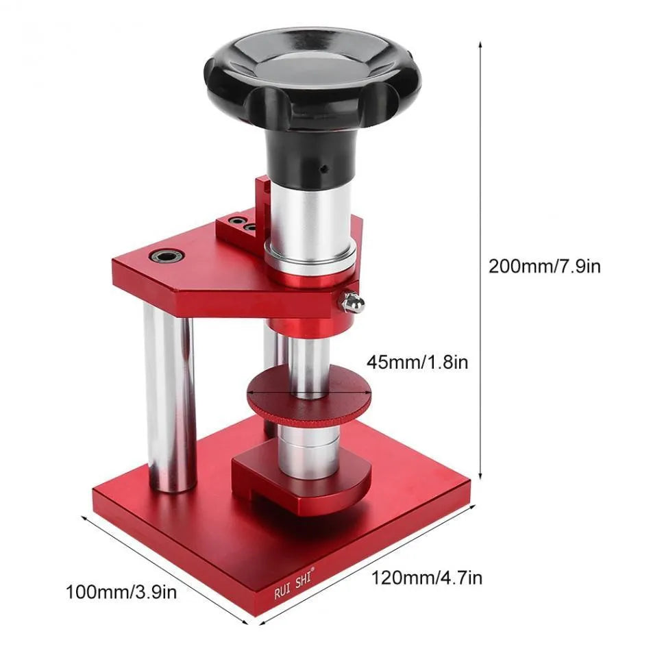 Watch repair spiral cap presser tool with 20 plastic moulds for watch back covers