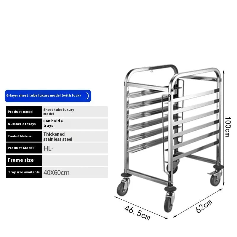 Stainless steel six-layer baking cooling rack with lock mechanism