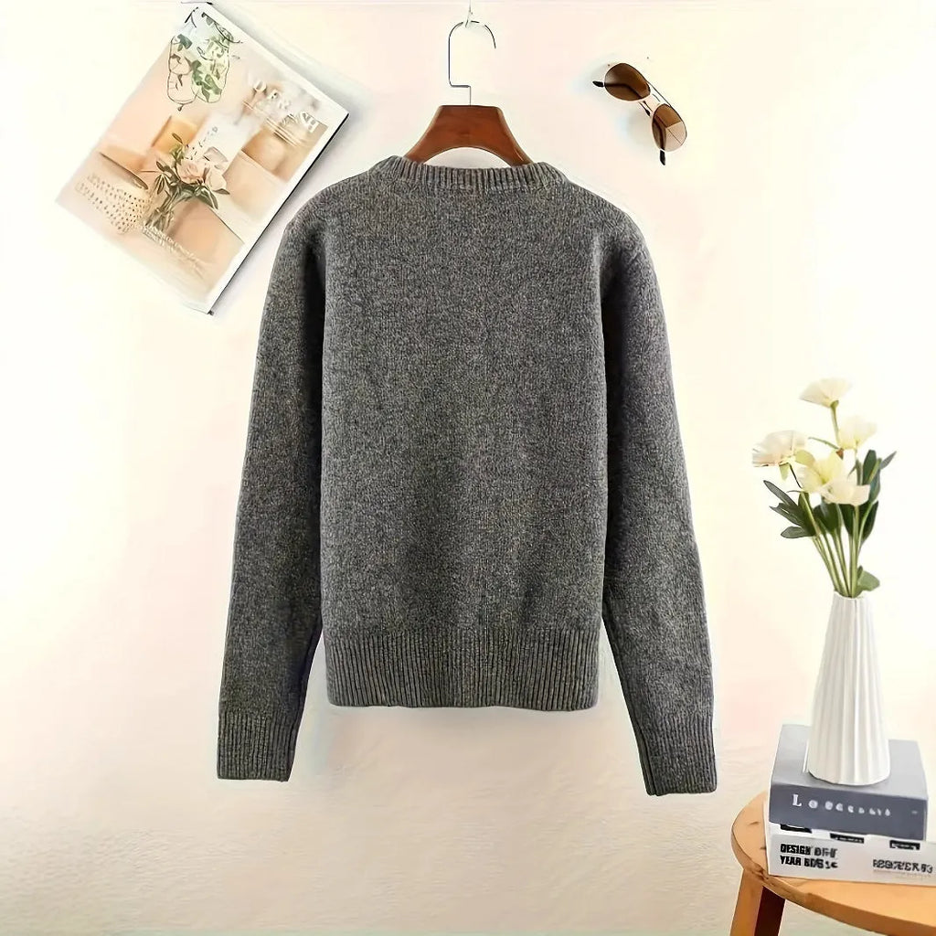 Dark grey women's button-front cardigan sweater for commute and workwear layering