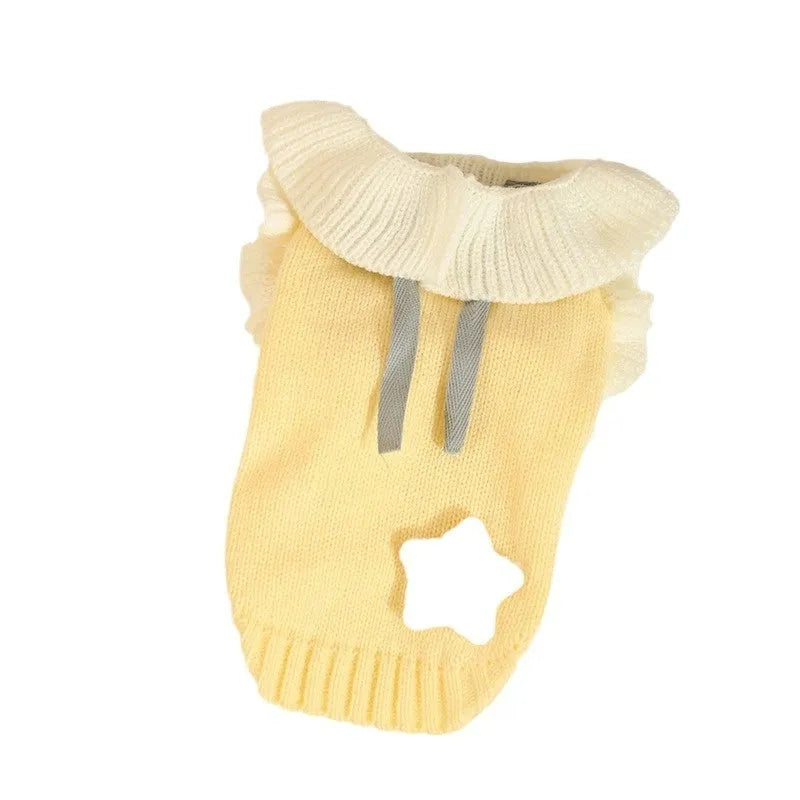 Yellow XINGX and fairy dress style autumn pet puppy sweaters for small dogs with acrylic fabric