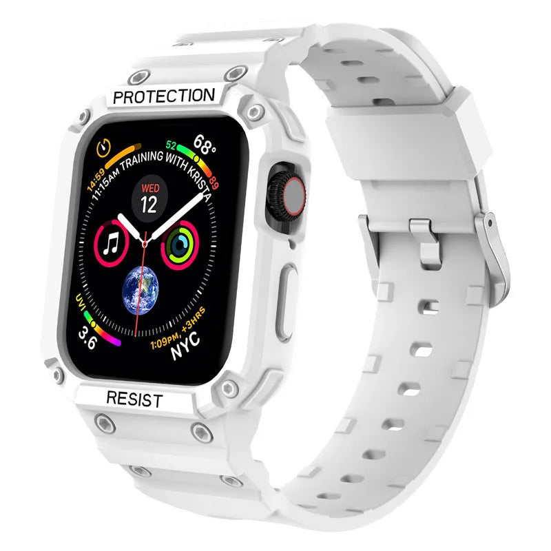 Apple Watch Series 8 TPU sport strap in multiple colours showing 38mm and 42mm size options