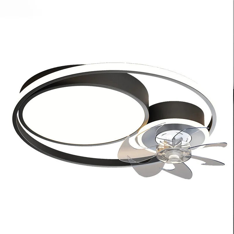 Nordic style ceiling fan light with metal blades and acrylic lampshade in 48cm diameter