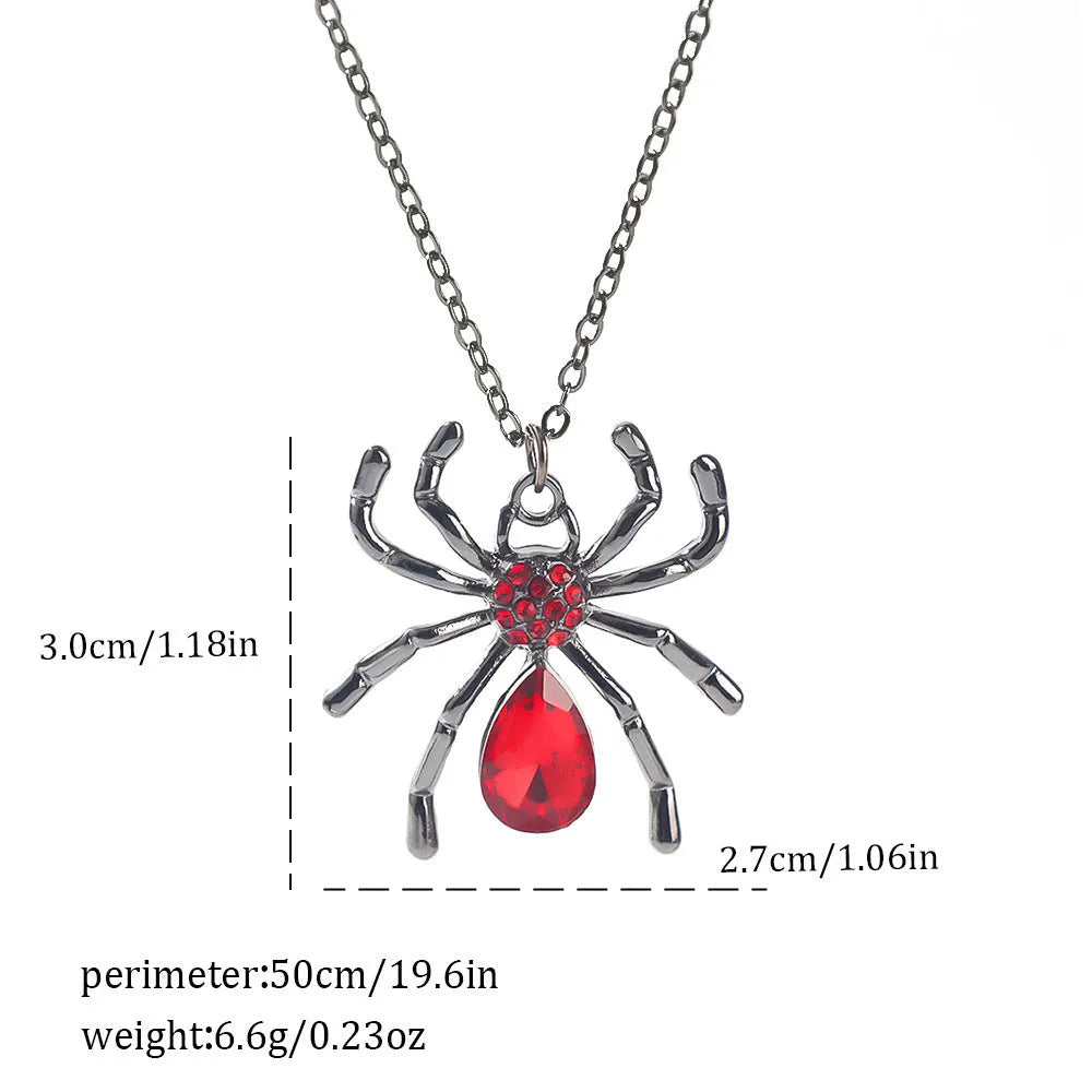 Halloween necklace with electroplated zinc alloy spider bat cross pendant on regular chain