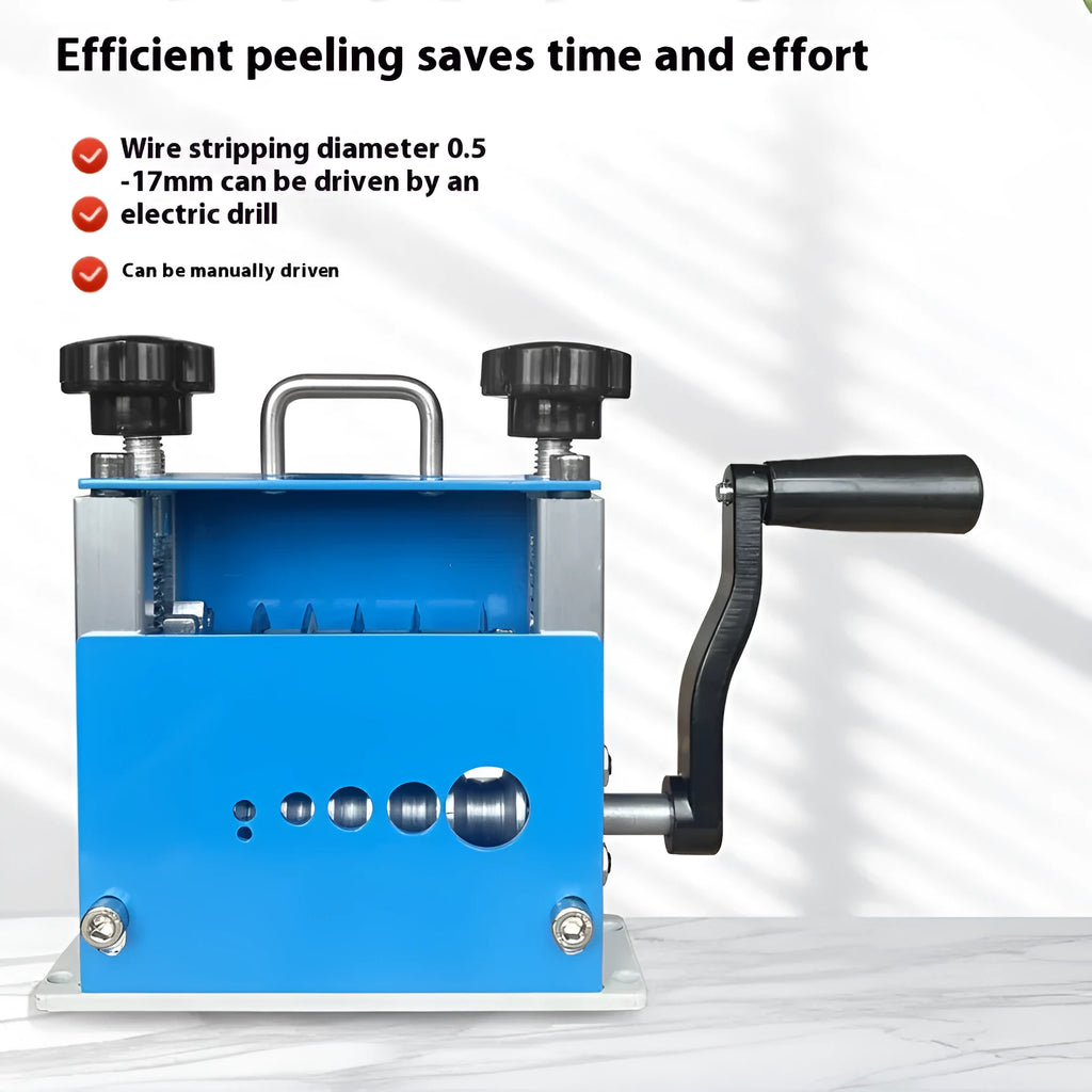 SD-017 manual wire stripping machine showing compact 154mm design for 0.5-17mm diameter wires