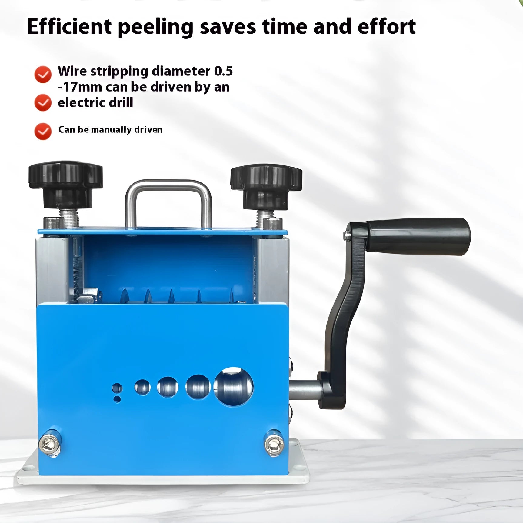 SD-017 manual wire stripping machine showing compact 154mm design for 0.5-17mm diameter wires