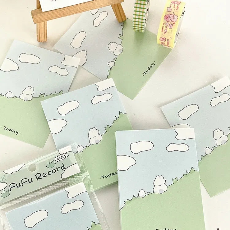 Colourful cartoon sticky note pad with heart design, 50 sheets, three size options