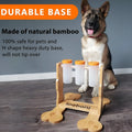 Wooden dog puzzle toy feeder with interactive design for slow feeding and mental stimulation games