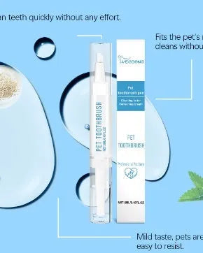 Soft-bristled pet toothbrush pen with 3ml dental gel for dog and cat teeth cleaning