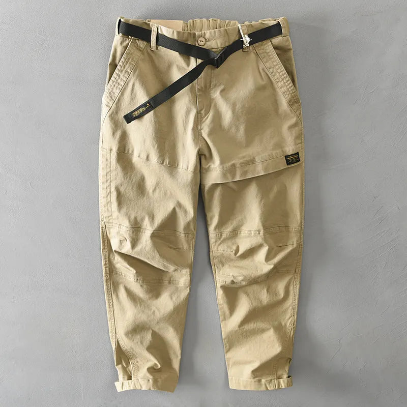 Men's cotton casual overalls in solid colours with elastic waistband and loose fit