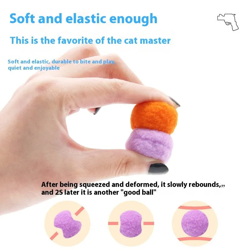 30cm pet toy launcher gun with soft plush yarn balls for interactive dog and cat play