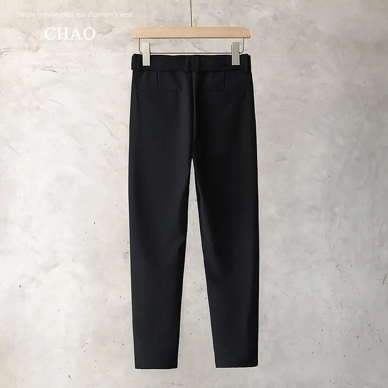 Boys slim straight wool trousers in tapered business casual street fashion style