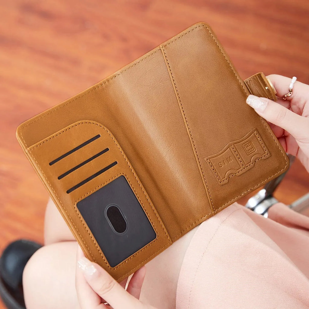 PU leather passport holder wallet with RFID blocking in multiple colour options showing compartments and sewing detail