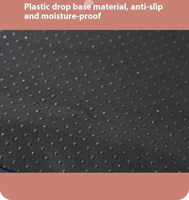 Removable washable memory sponge dog mat in brown, dark grey, khaki, or white and blue.