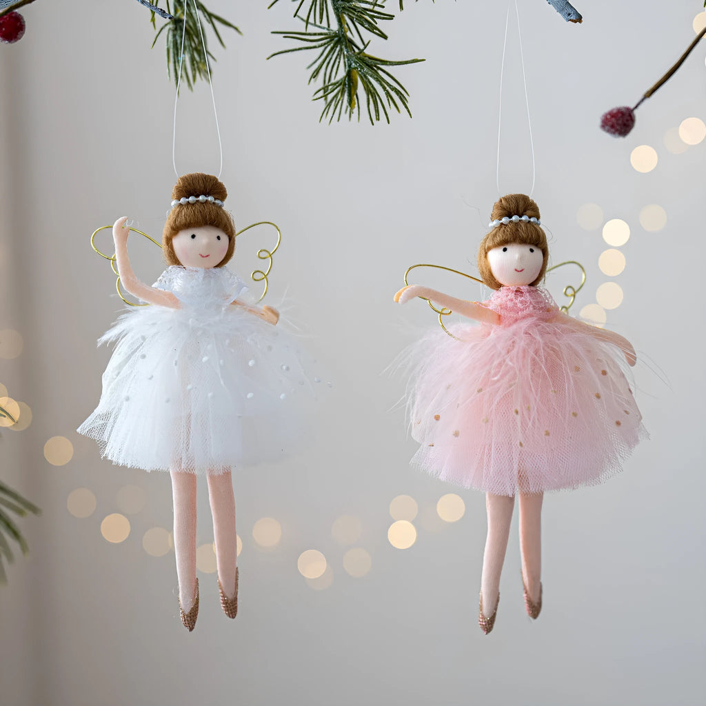 Pink or white cloth plush ballet girl angel doll pendant charm toy