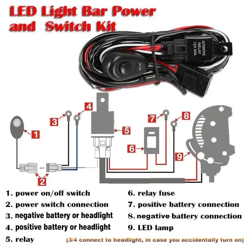 One drag two 2 metre LED roof spotlight wiring harness with silicone cable