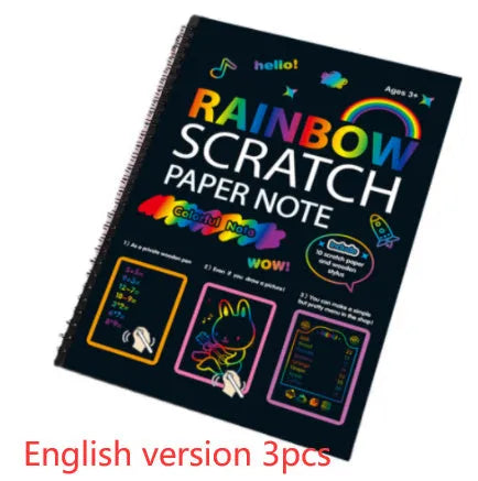 Children's large scratch art paper with scraper tool for colourful DIY painting activity.