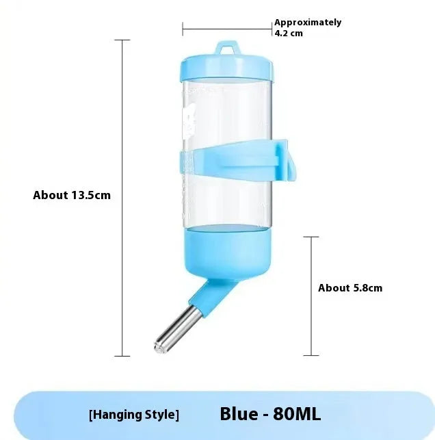 Green plastic ball kettle pet water feeder with leak-proof design for small animal cages.